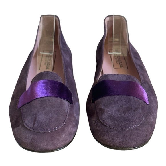 Saks Fifth Avenue Soft Plum Purple Suede Loafer Flats Size 9.5 NWT Leather - Picture 4 of 8